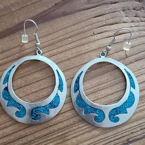 Sterling silver and turquoise hanging earrings